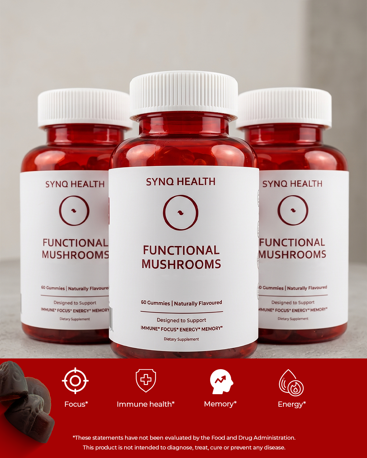 SYNQ Zero™ mushroom complex gummies